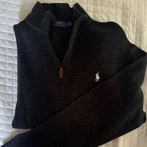 Polo by Ralph Lauren Men's Charcoal Zip-Up Sweater